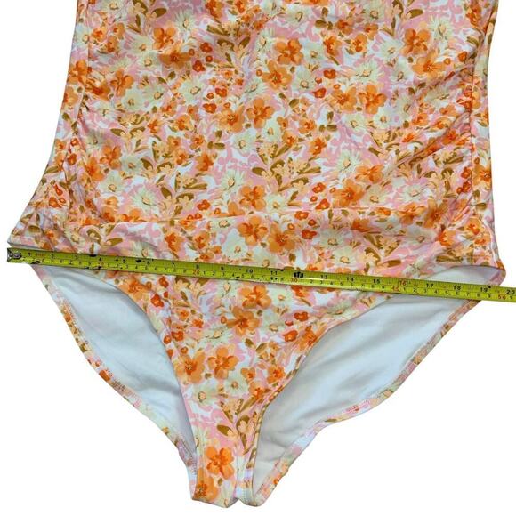 Kona Sol One Shoulder Floral Orange One Piece Swimsuit Women’s 22 Beach Vacation - Picture 7 of 9